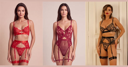 Iris Lingerie avis : Ensemble Elodie rouge, Body Shadow bordeaux et Ensemble Elodie noir
