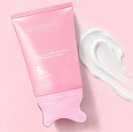 Crème Collagène PDRN Gua Sha 50 g et sa texture, applicateur Gua Sha intégré