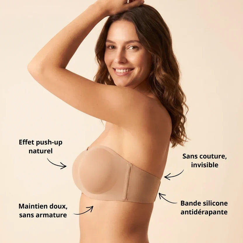 Effet push-up naturel, coupe sans couture et bande silicone antidérapante, vue de profil