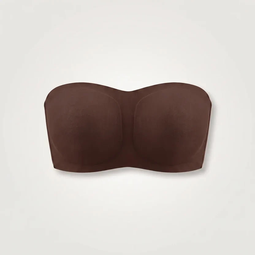 Soutien-gorge bandeau push-up coloris Marron